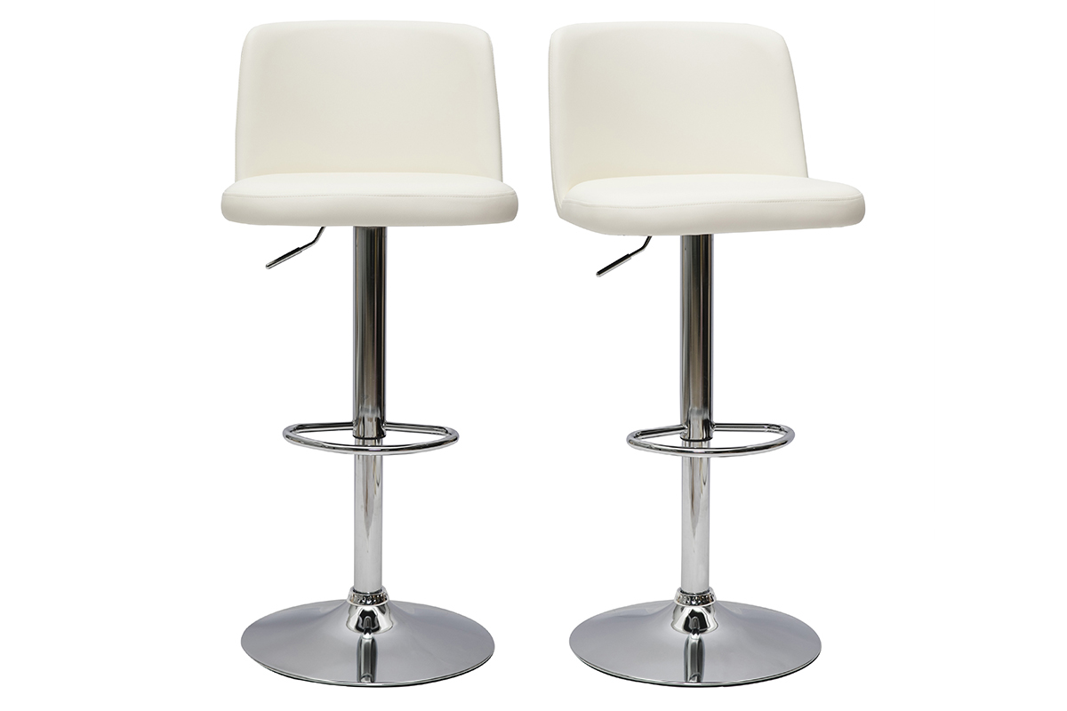 Tabourets de bar design r�glables blancs (lot de 2) MONTI