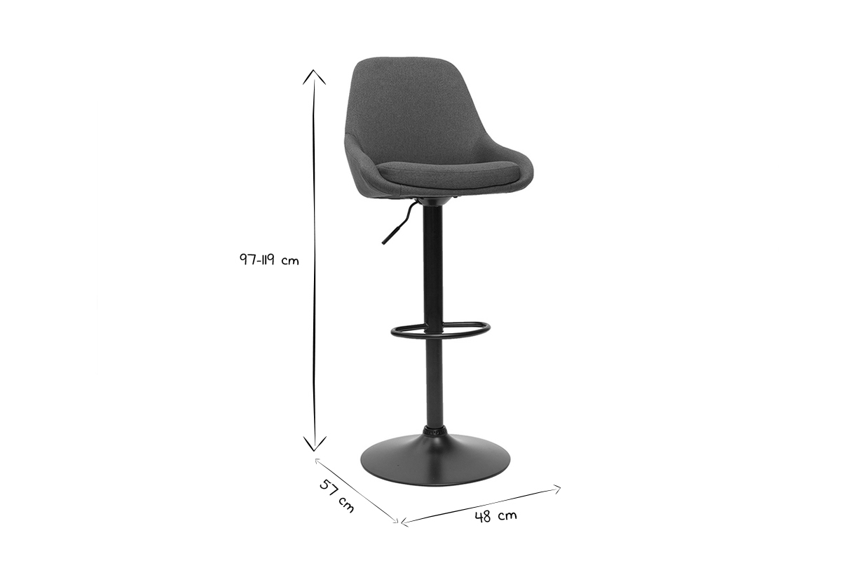 Tabourets de bar design r�glables gris fonc� (lot de 2) HOLO