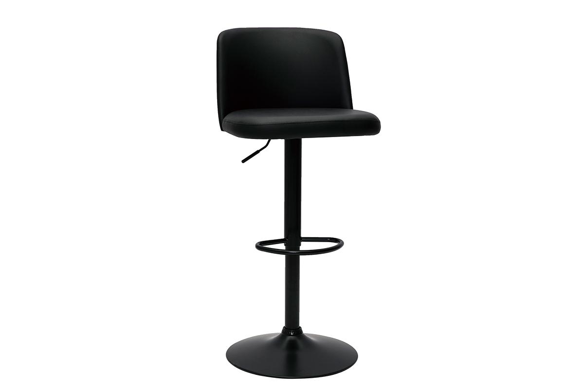 Tabourets de bar design r�glables noirs et m�tal noir (lot de 2) MONTI