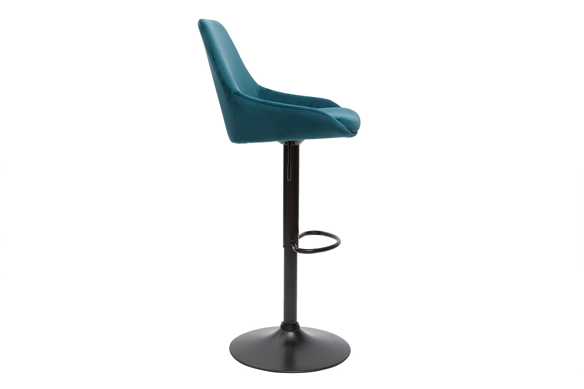 Tabourets de bar design r�glables velours bleu p�trole (lot de 2) HOLO
