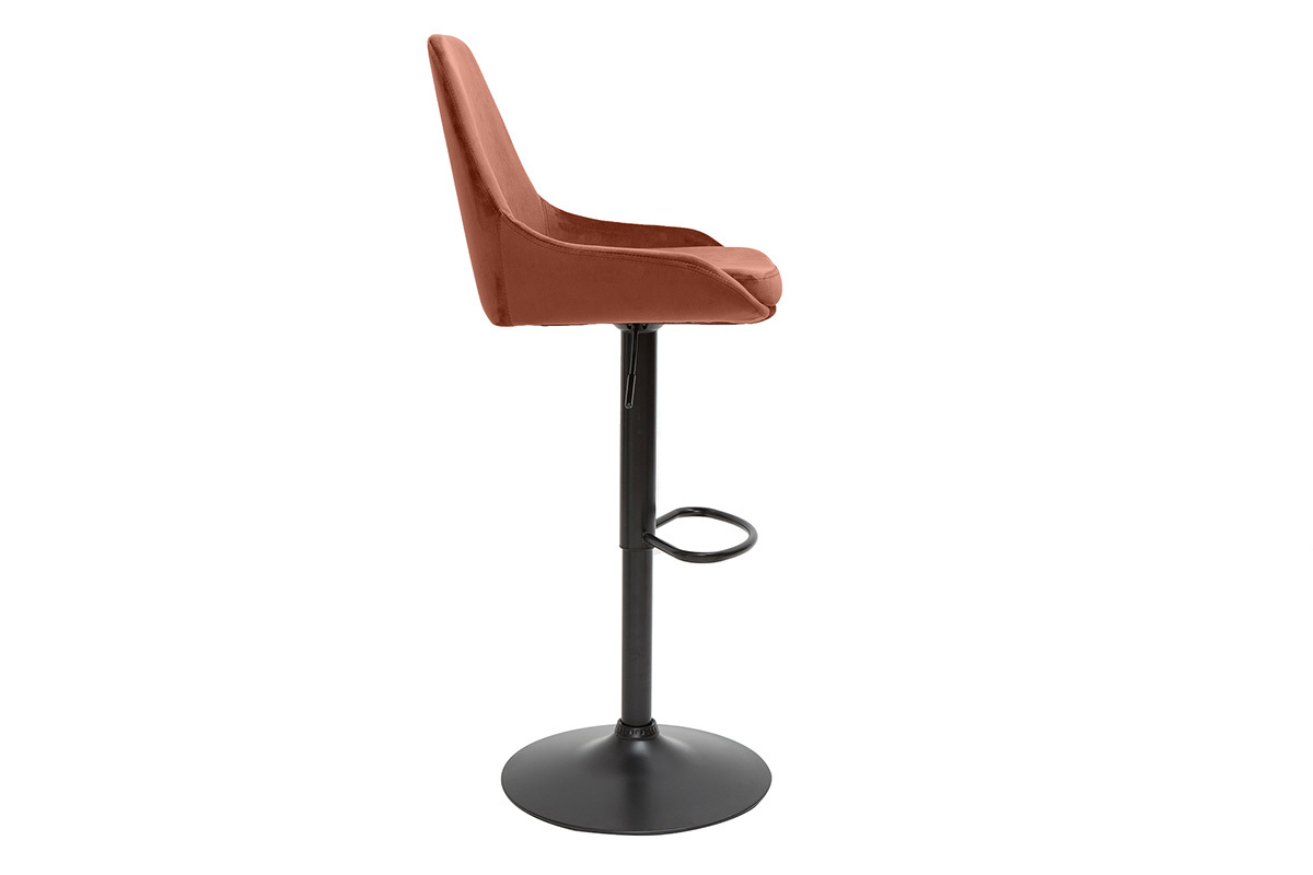 Tabourets de bar design r�glables velours rouge tomette (lot de 2) HOLO