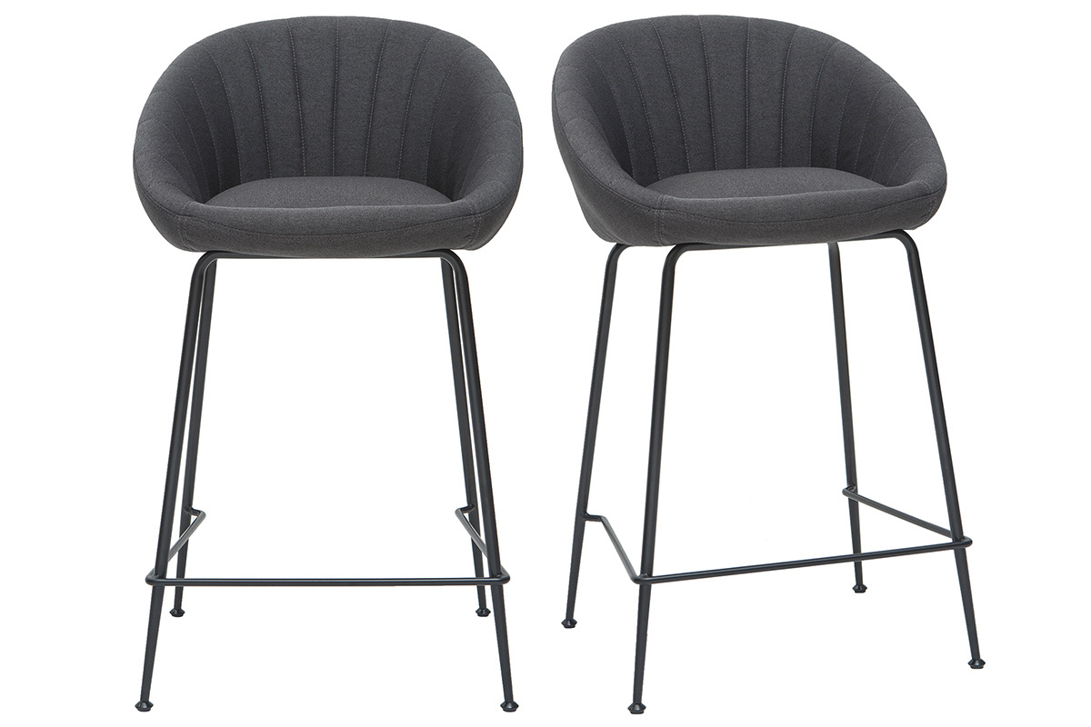 Tabourets de bar design tissu gris fonc� 65 cm (lot de 2) SHERU