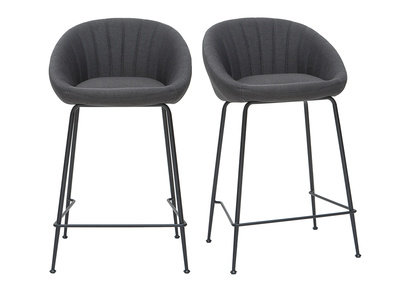 Tabourets de bar design tissu gris fonc&eacute; 65 cm (lot de 2) SHERU