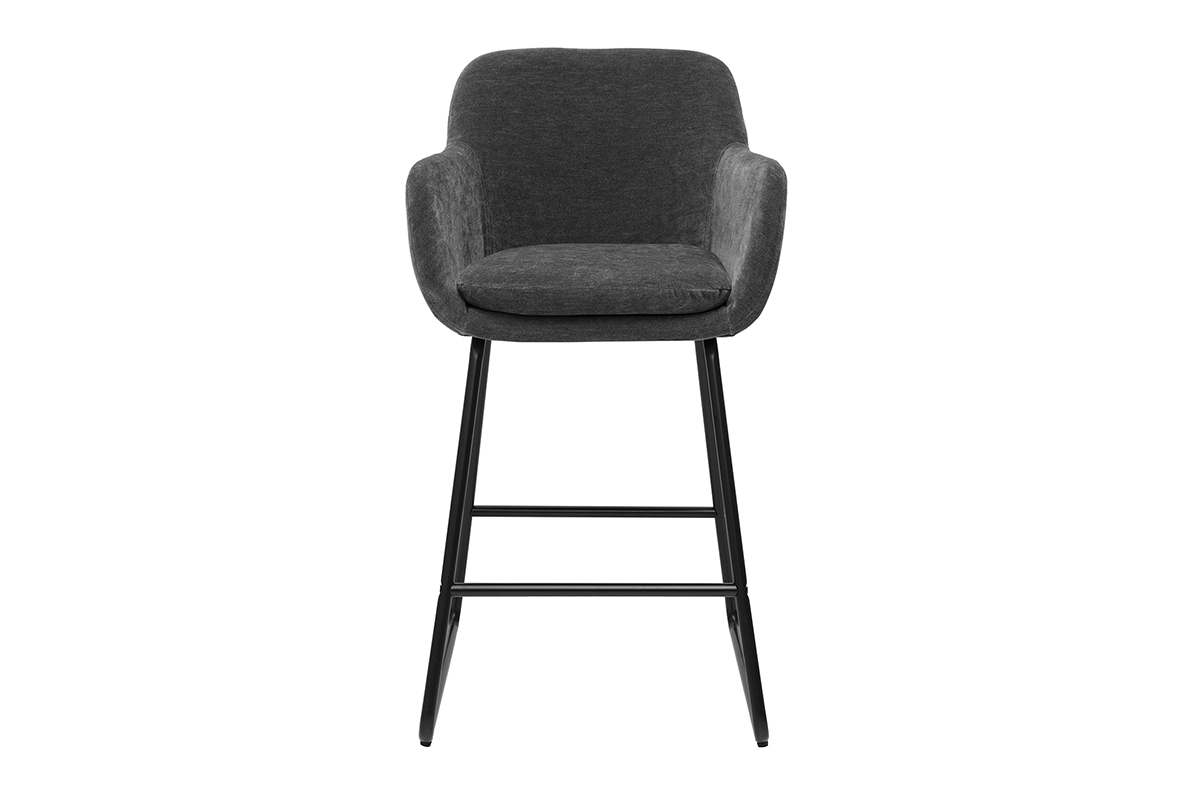 Tabourets de bar effet velours gris fonc� H65 cm (lot de 2) AMIKA