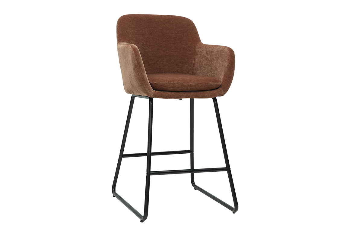 Tabourets de bar en tissu effet velours terre br�l�e H65 cm (lot de 2) AMIKA