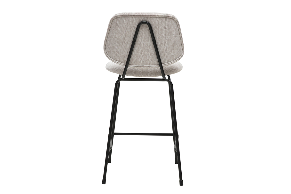 Tabouret de bar beige en tissu et m�tal, vue arri�re.