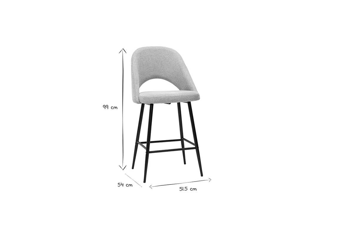 Tabourets de bar en tissu effet velours textur� beige H65 cm (lot de 2) COSETTE