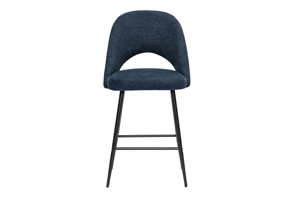 Tabourets de bar en tissu effet velours textur� bleu fonc� H65 cm (lot de 2) COSETTE