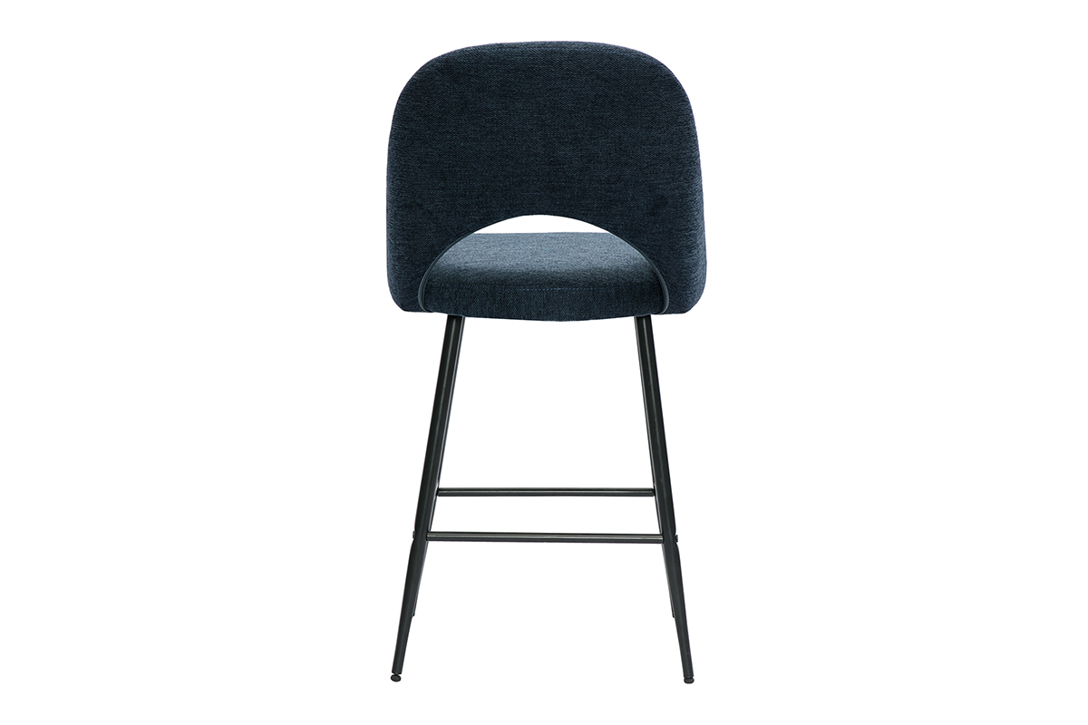 Tabourets de bar en tissu effet velours textur� bleu fonc� H65 cm (lot de 2) COSETTE