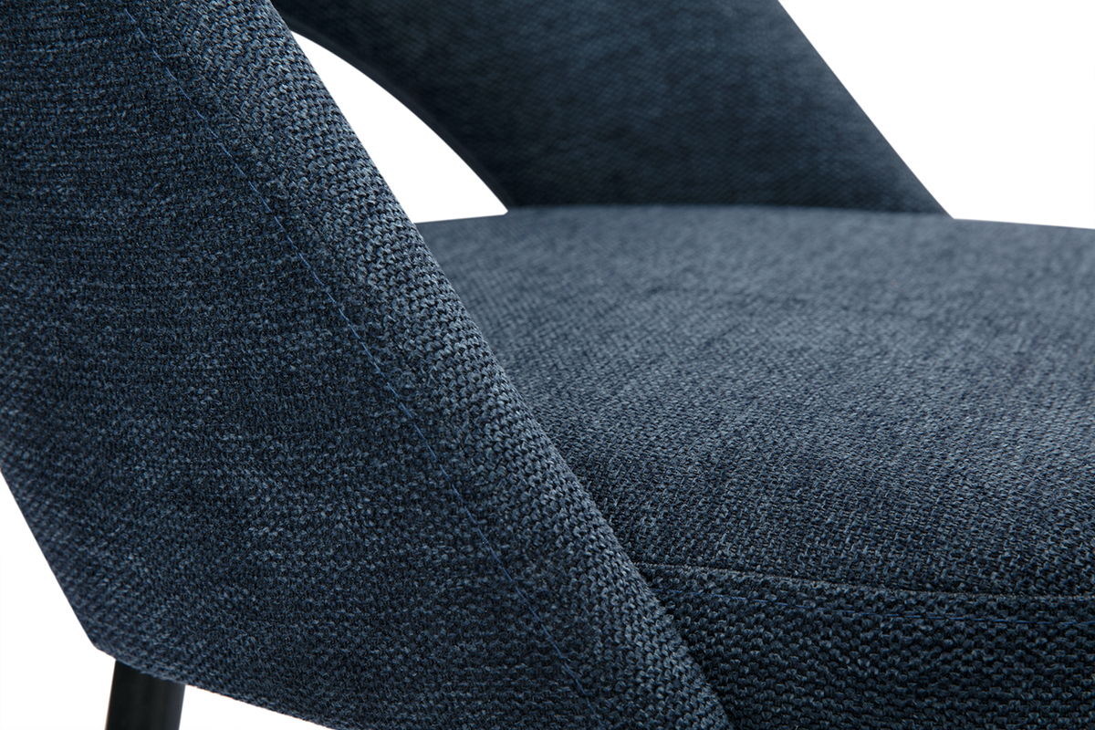 Tabourets de bar en tissu effet velours textur� bleu fonc� H65 cm (lot de 2) COSETTE
