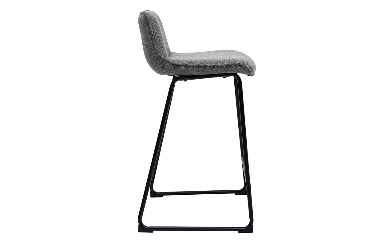 Tabourets de bar en tissu effet velours textur� gris et m�tal H65 (lot de 2) BOOST