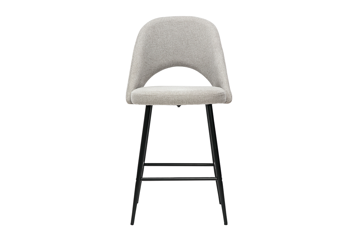 Tabourets de bar en tissu effet velours textur� gris H65 cm (lot de 2) COSETTE