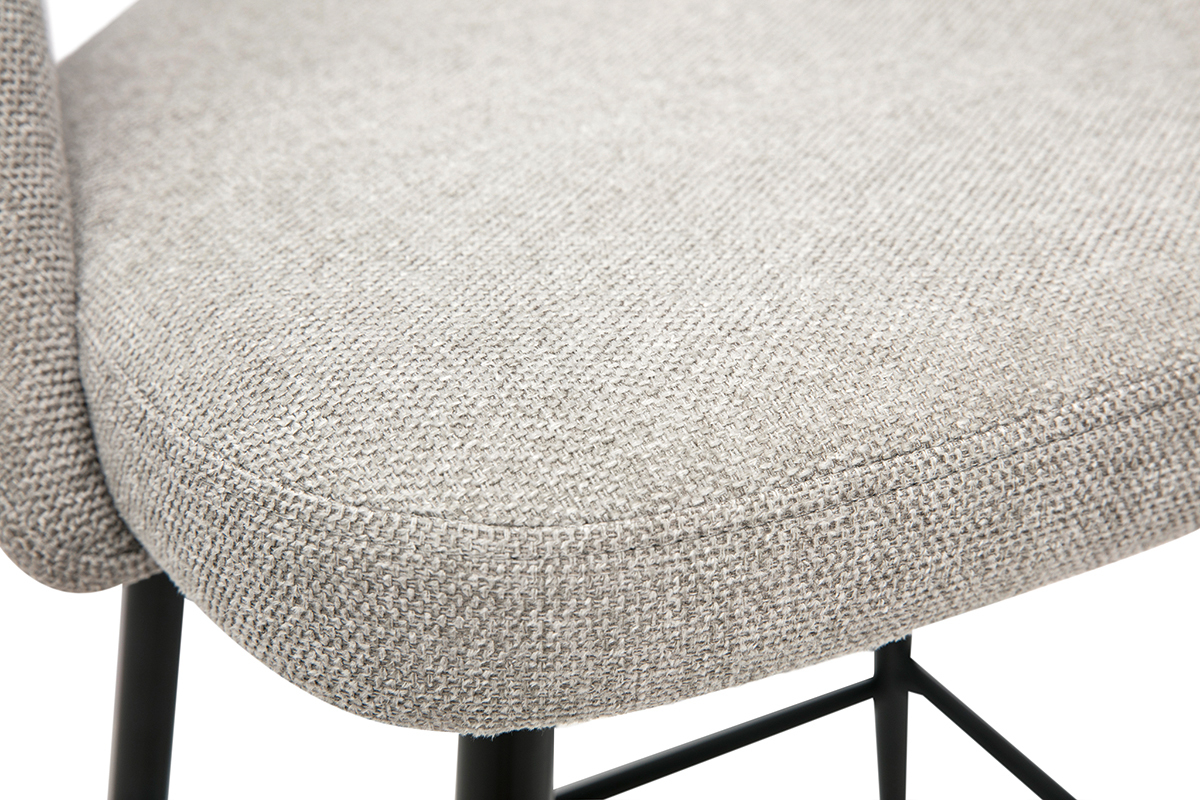 Tabourets de bar en tissu effet velours textur� gris H65 cm (lot de 2) COSETTE