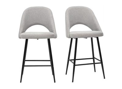Tabourets de bar en tissu effet velours textur&eacute; gris H65 cm (lot de 2) COSETTE