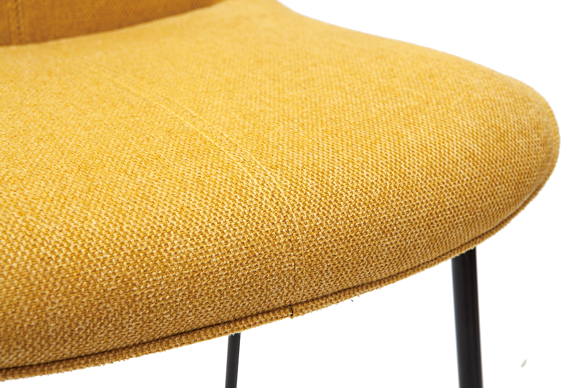 Tabourets de bar en tissu effet velours textur� jaune moutarde et m�tal H65 cm (lot de 2) BOOST