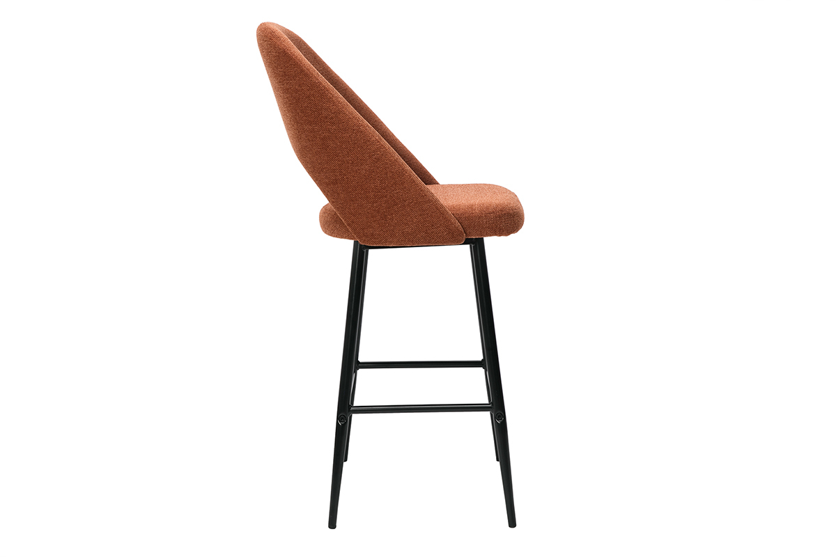 Tabourets de bar en tissu effet velours textur� terre br�l�e H65 cm (lot de 2) COSETTE