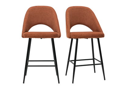 Tabourets de bar en tissu effet velours textur&eacute; terre br&ucirc;l&eacute;e H65 cm (lot de 2) COSETTE