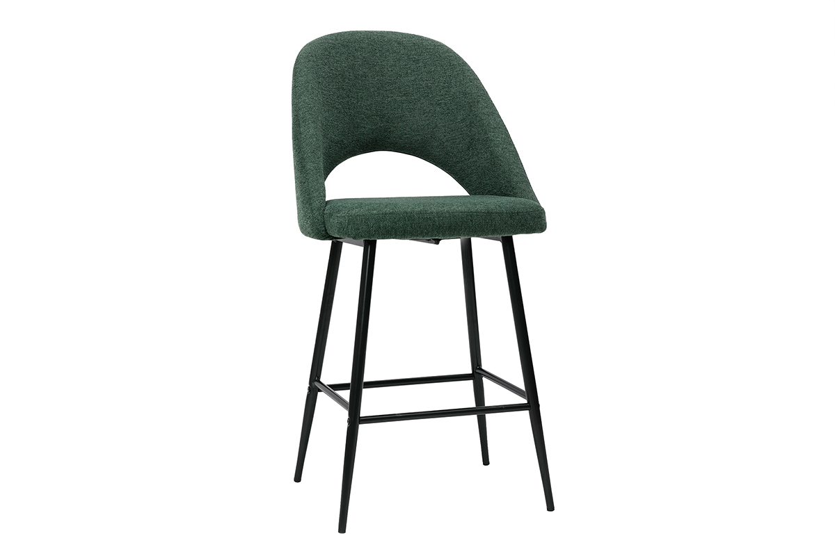 Tabourets de bar en tissu effet velours textur� vert H65 cm (lot de 2) COSETTE