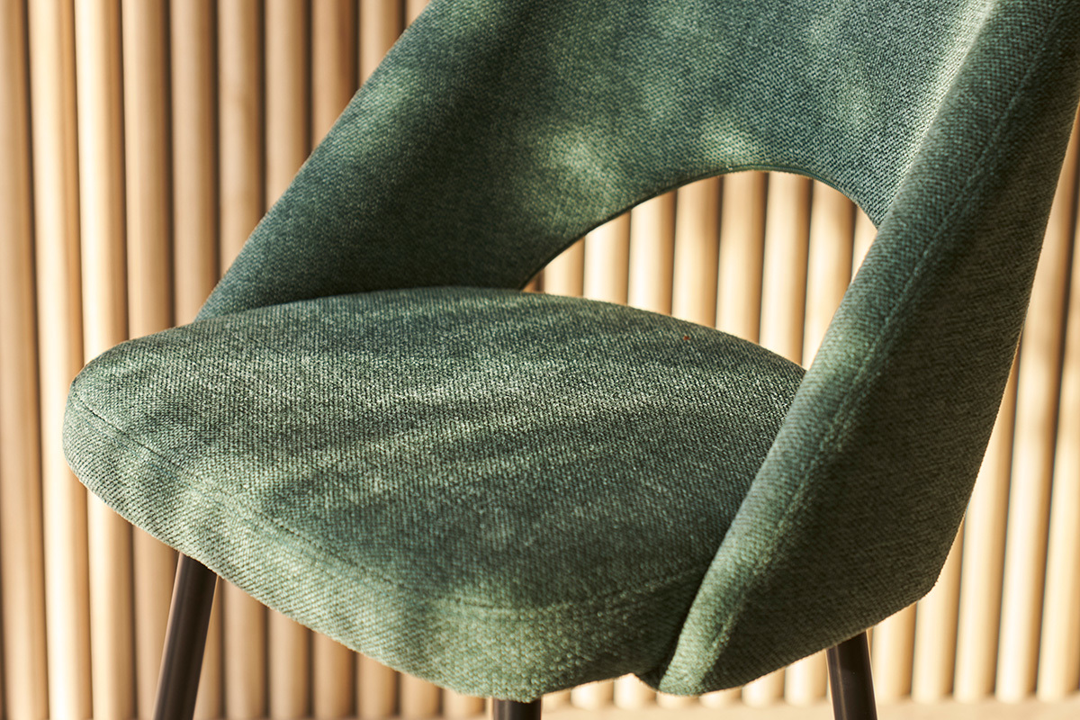 Tabourets de bar en tissu effet velours textur� vert H65 cm (lot de 2) COSETTE