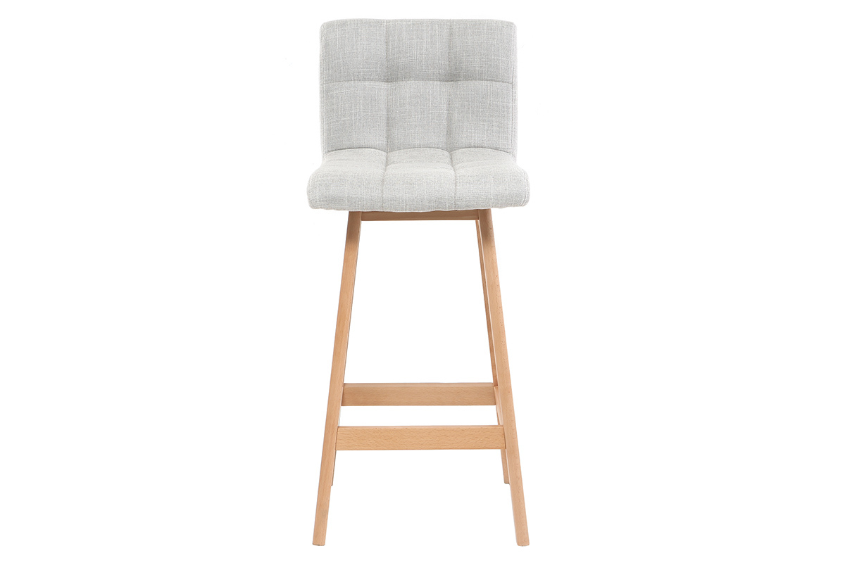 Tabourets de bar en tissu gris clair et bois H67.5 cm (lot de 2) KLARIS