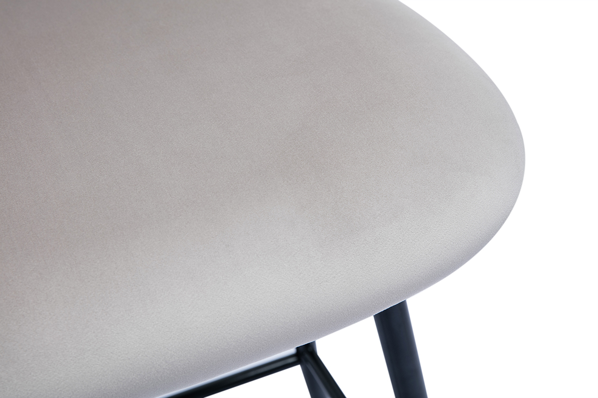 Tabourets de bar en tissu velours taupe et m�tal noir H70 cm (lot de 2) ATRIUM