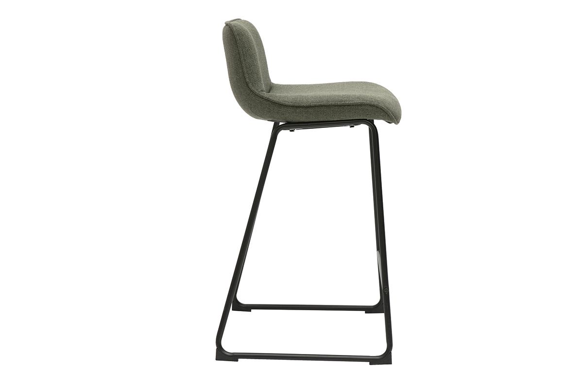 Tabourets de bar en tissu vert kaki et m�tal H65 cm (lot de 2) BOOST