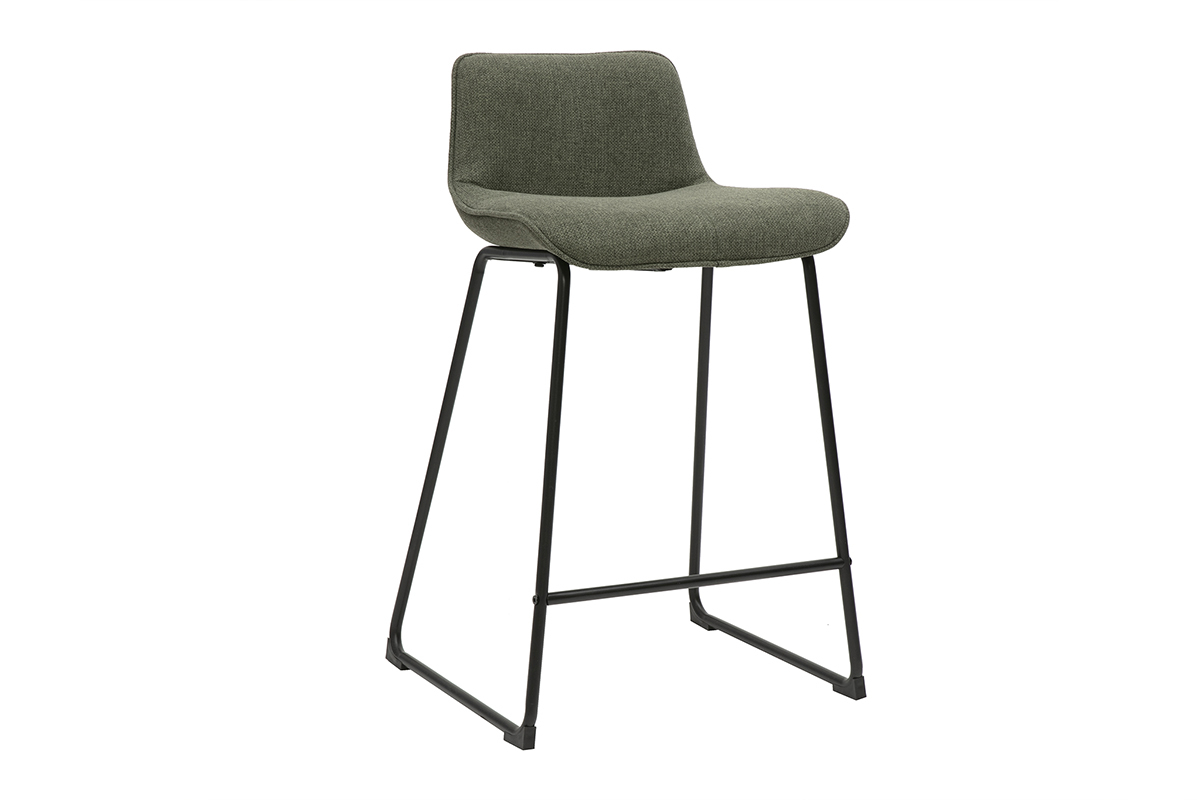 Tabourets de bar en tissu vert kaki et m�tal H65 cm (lot de 2) BOOST
