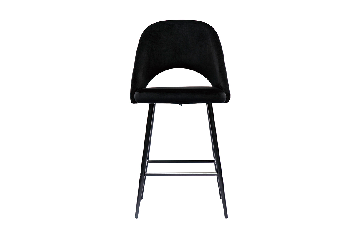 Tabourets de bar en velours noir et m�tal H65 cm (lot de 2) COSETTE