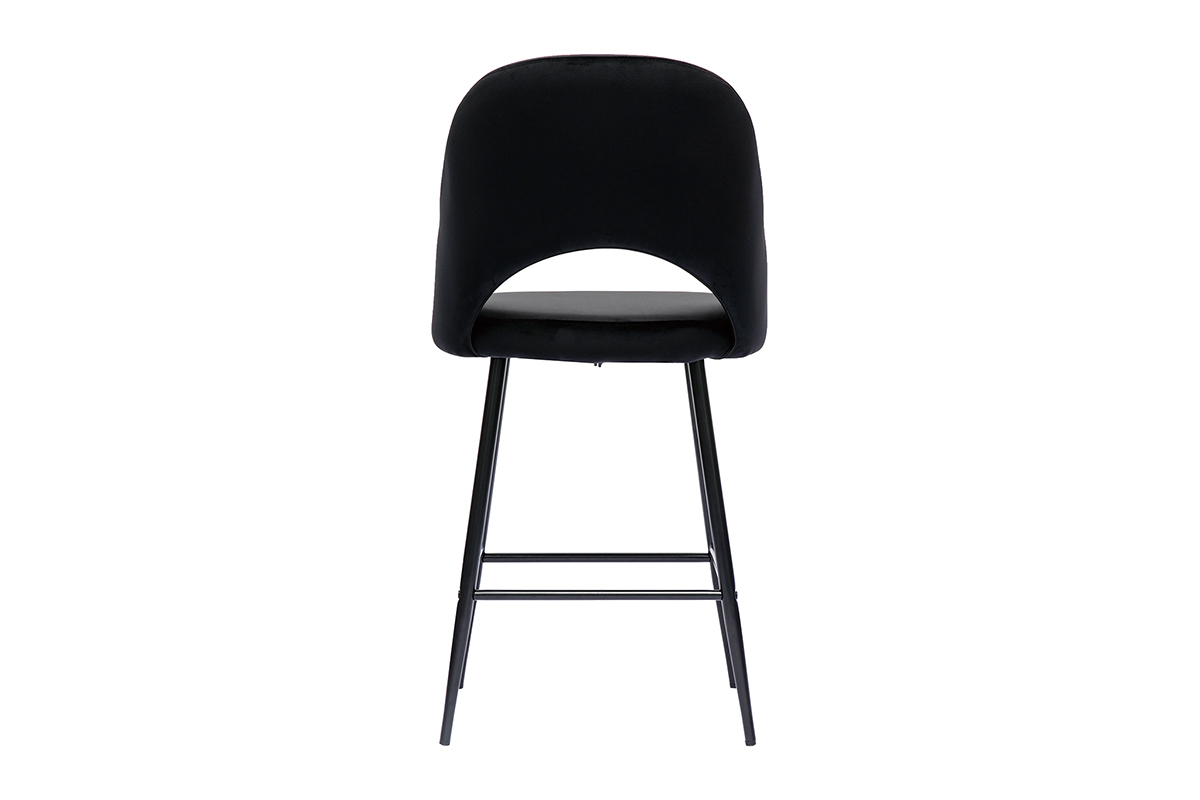 Tabourets de bar en velours noir et m�tal H65 cm (lot de 2) COSETTE