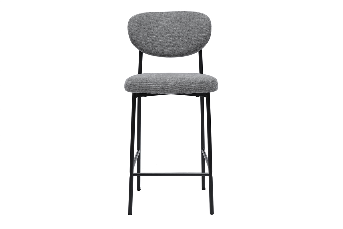 Tabourets de bar fixes en tissu effet velours textur� gris clair H65 cm (lot de 2) BREKA