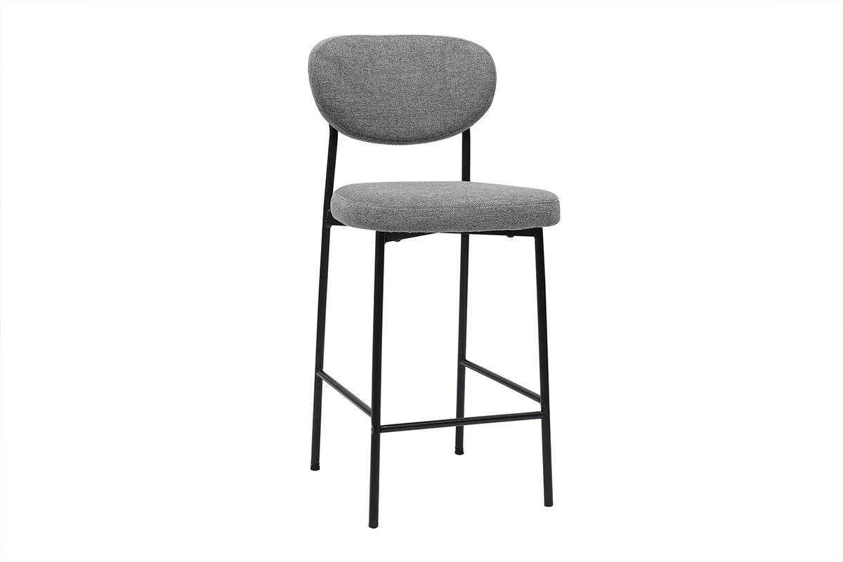Tabourets de bar fixes en tissu effet velours textur� gris clair H65 cm (lot de 2) BREKA