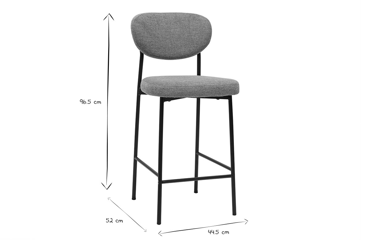 Tabourets de bar fixes en tissu effet velours textur� gris clair H65 cm (lot de 2) BREKA