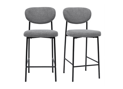 Tabourets de bar fixes en tissu effet velours textur&eacute; gris clair H65 cm (lot de 2) BREKA