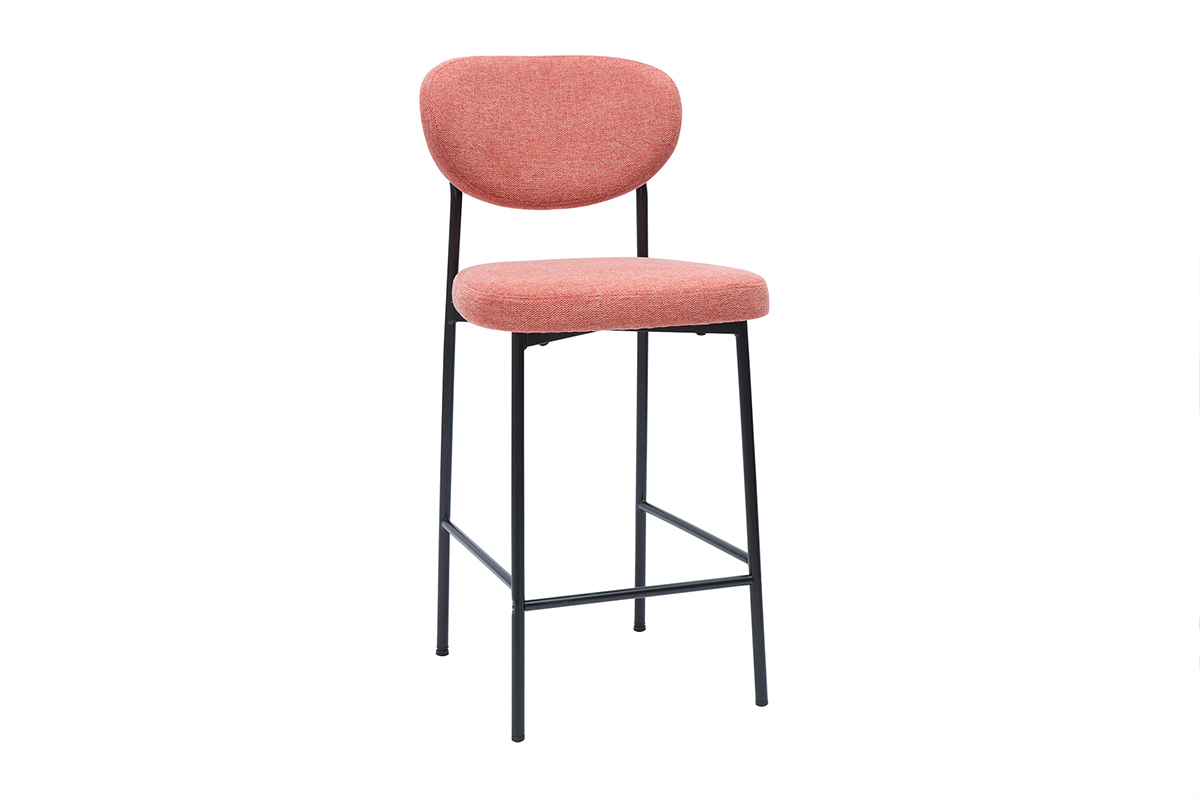 Tabourets de bar fixes en tissu effet velours textur� terracotta H65 cm (lot de 2) BREKA