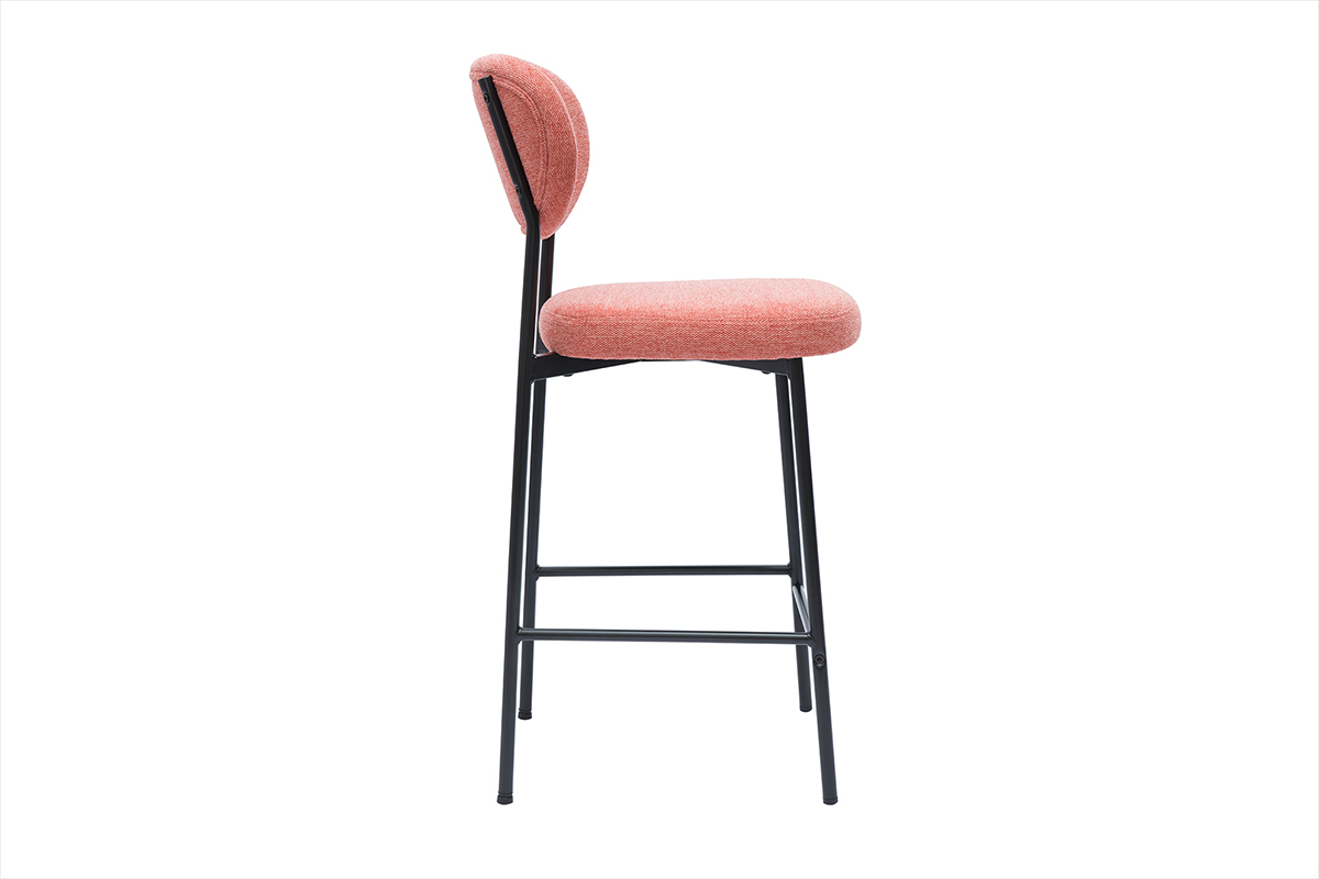 Tabourets de bar fixes en tissu effet velours textur� terracotta H65 cm (lot de 2) BREKA