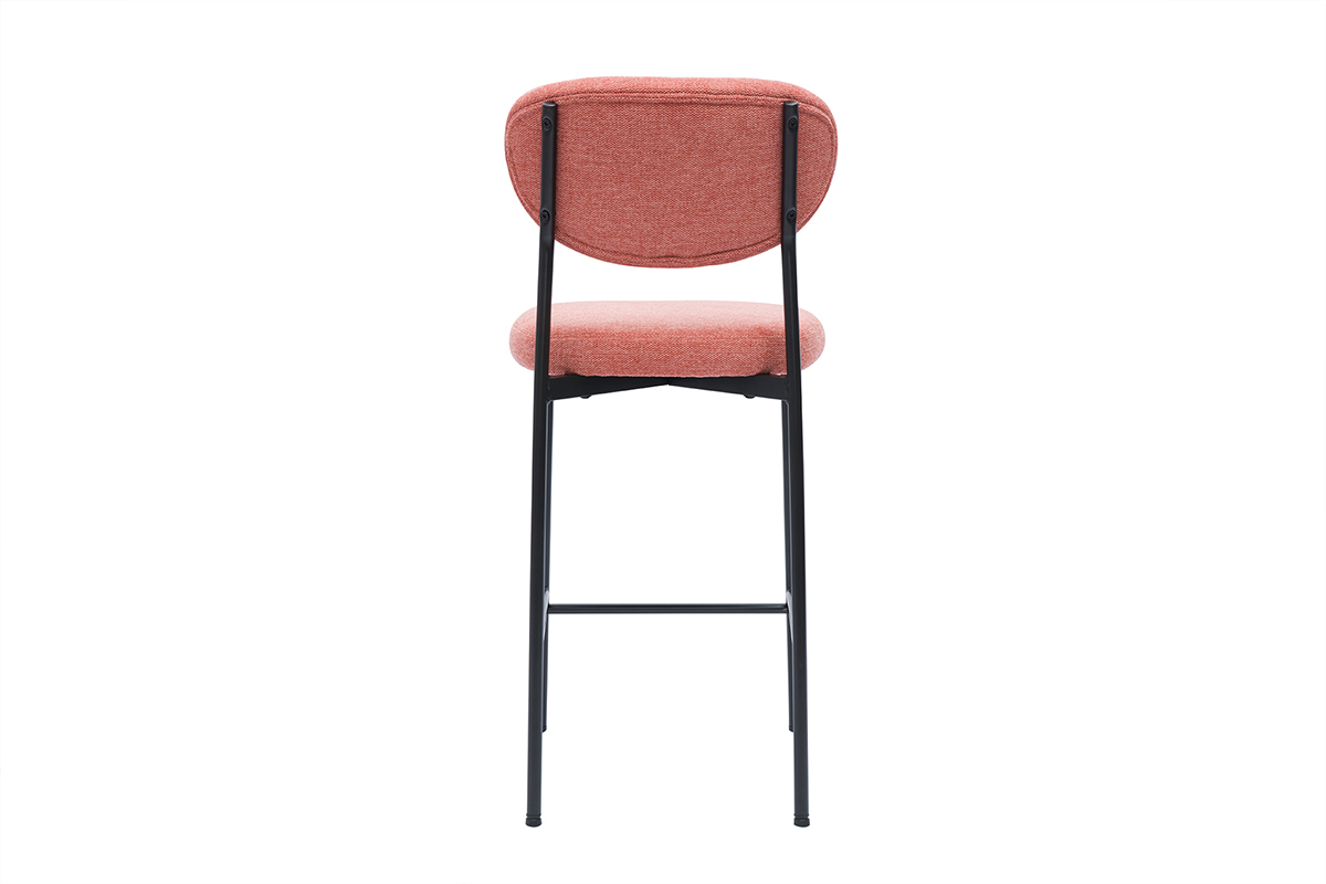 Tabourets de bar fixes en tissu effet velours textur� terracotta H65 cm (lot de 2) BREKA
