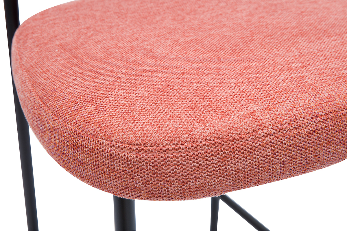 Tabourets de bar fixes en tissu effet velours textur� terracotta H65 cm (lot de 2) BREKA