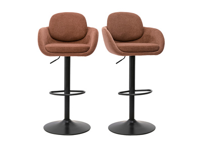 Tabourets de bar r&eacute;glable pivotants 360&deg; en tissu chenille terre br&ucirc;l&eacute;e et m&eacute;tal noir (lot de 2) SLAKE