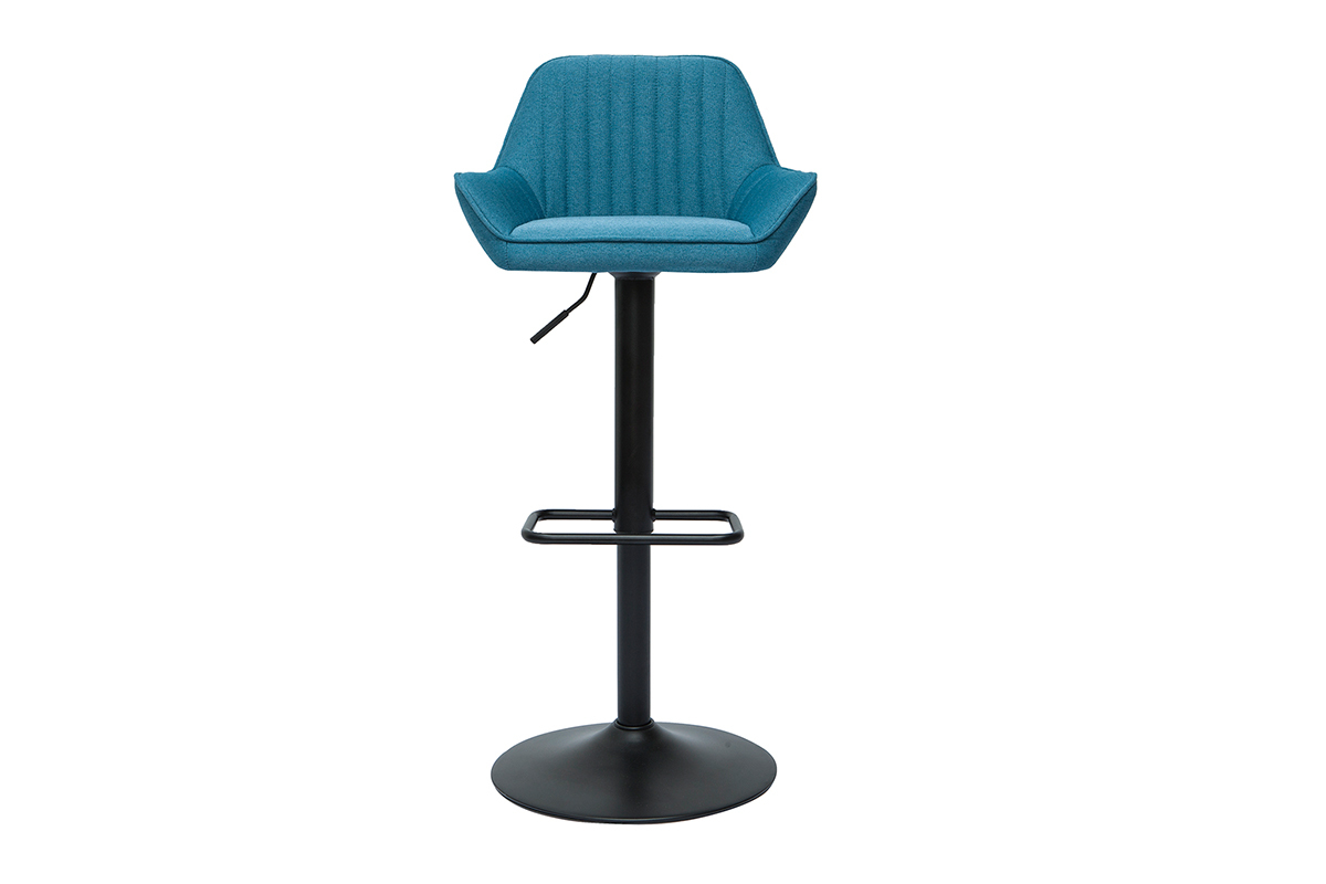 Tabourets de bar r�glables design en tissu bleu (lot de 2) RONNIE