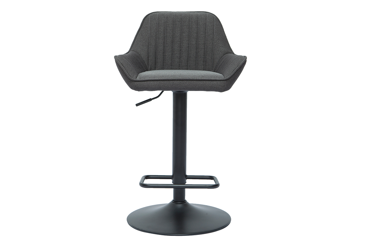 Tabourets de bar r�glables design en tissu gris anthracite (lot de 2) RONNIE
