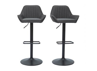 Tabourets de bar r&eacute;glables design en tissu gris anthracite (lot de 2) RONNIE