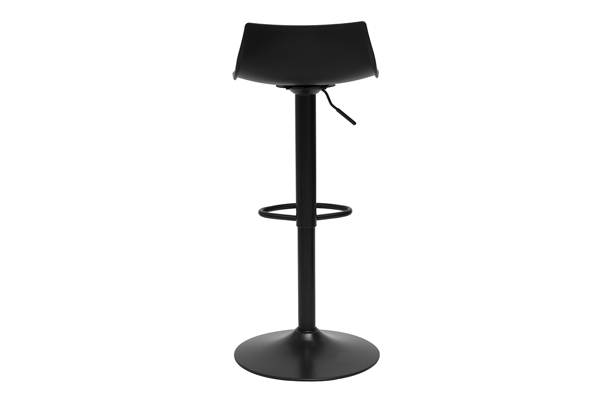Tabouret haut noir KELLY, assise en polypropyl�ne, pied en m�tal. Vue de dos.