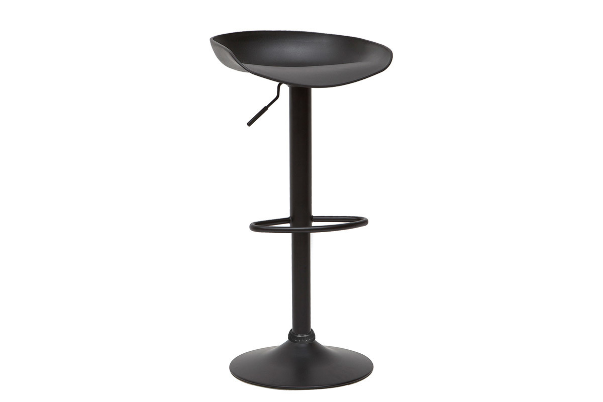 Tabourets de bar r�glables design noirs H65 cm (lot de 2) PEBBLE