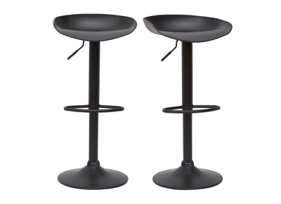Tabourets de bar r&eacute;glables design noirs H65 cm (lot de 2) PEBBLE