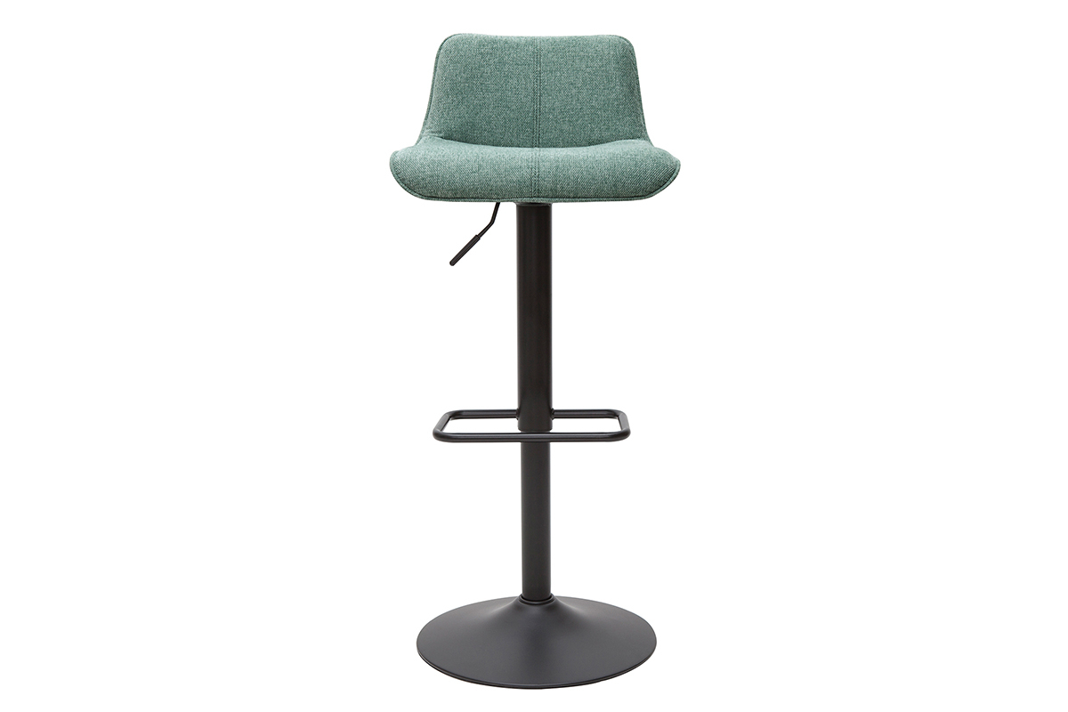 Tabourets de bar r�glables en tissu effet velours textur� vert c�ladon et m�tal (lot de 2) BOOST