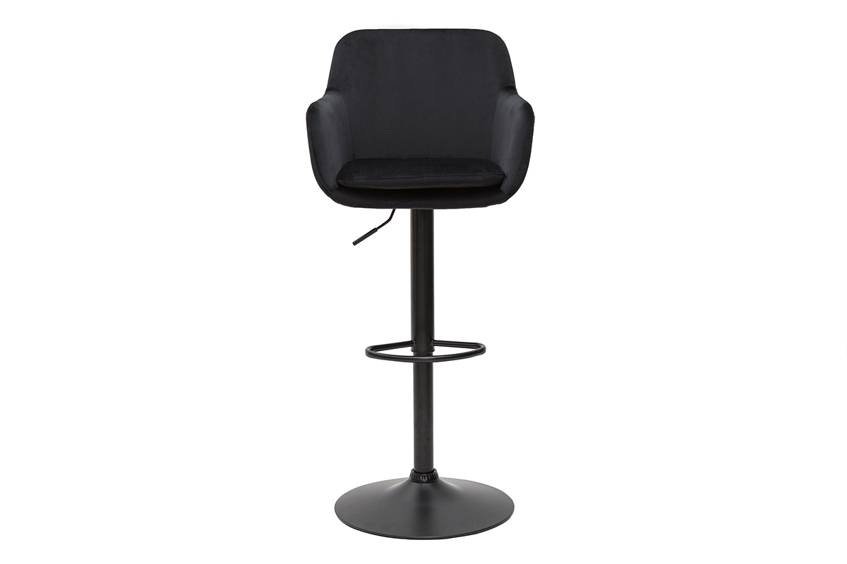 Tabourets de bar r�glables en velours noir et m�tal (lot de 2) AMIKA