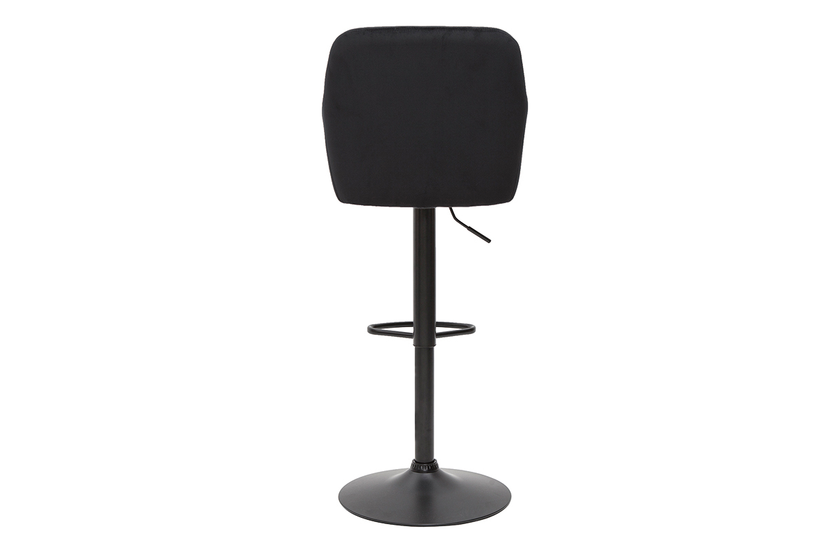 Tabourets de bar r�glables en velours noir et m�tal (lot de 2) AMIKA