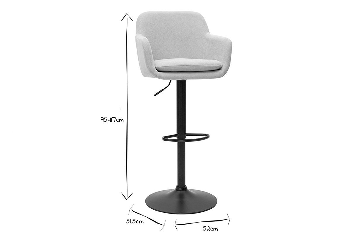 Tabourets de bar r�glables en velours noir et m�tal (lot de 2) AMIKA