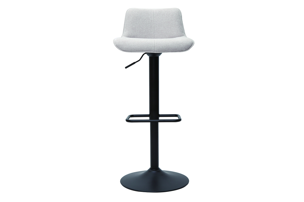 Tabourets de bar r�glables pivotants 360� en tissu effet velours textur� beige et m�tal noir (lot de 2) BOOST