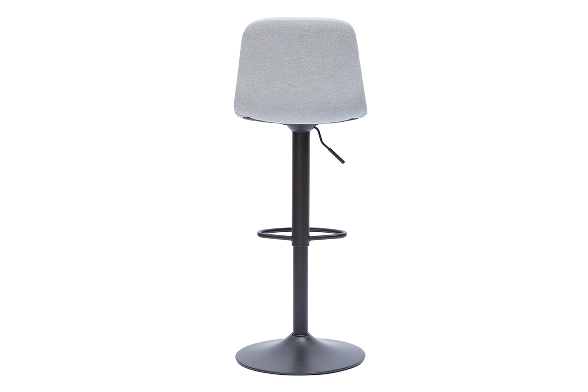 Tabourets de bar r�glables pivotants 360� en tissu gris clair et m�tal (lot de 2) SAURY